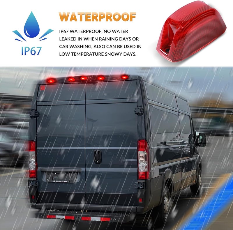 DERMOKA Rear Cab Roof Top Marker Lights Led Clearance Running Lamps for 2014-2020 Dodge Ram ProMaster 1500 2500 3500 (5PCS) - Image 5